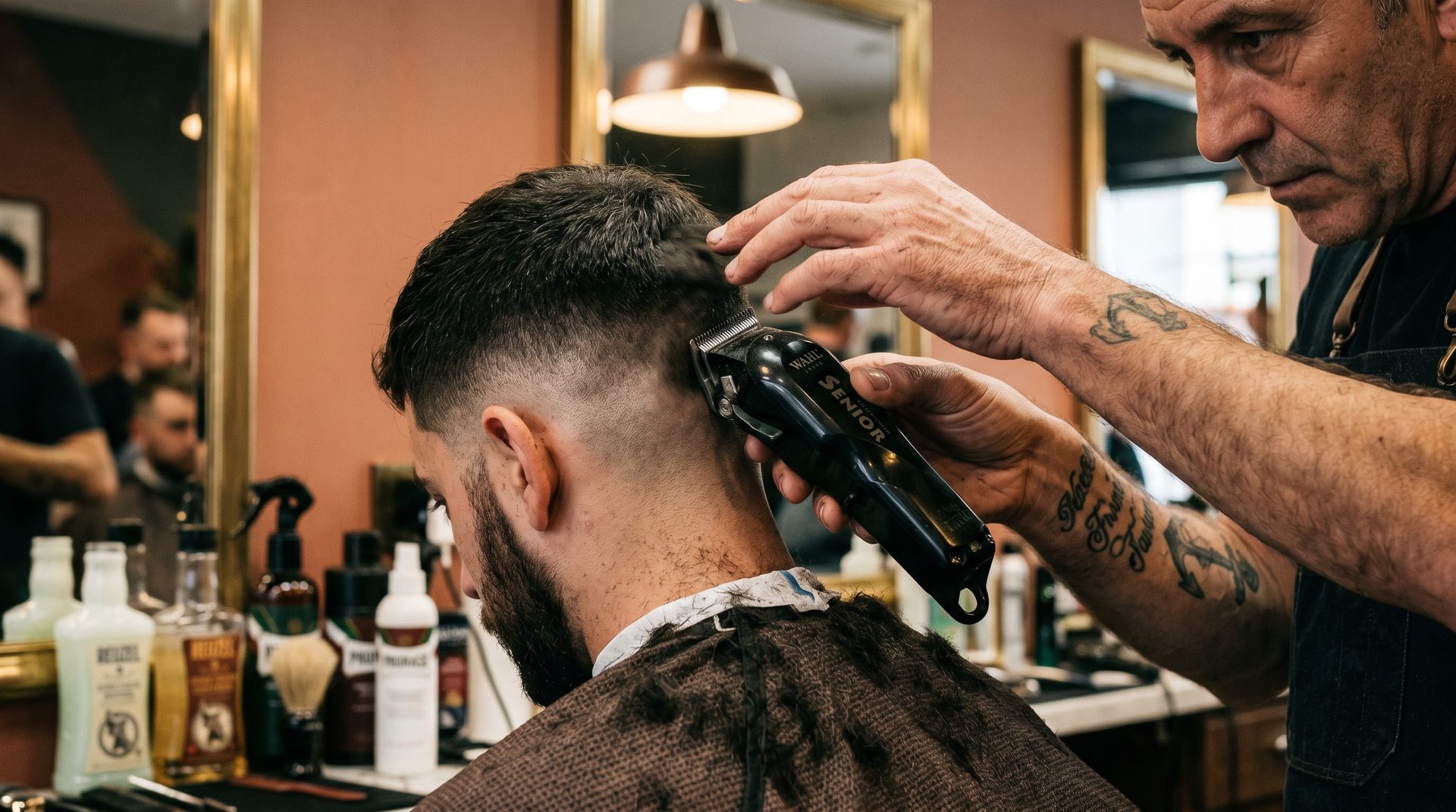 Fade haircut by hand at Doble Filo